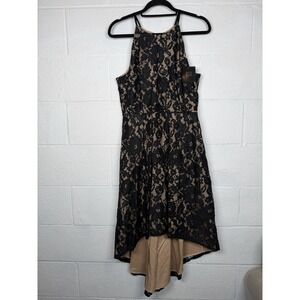 WHBM Black Nude Lace Cocktail Dress High Low Hem Formal Party Dress 10 NWT $199
